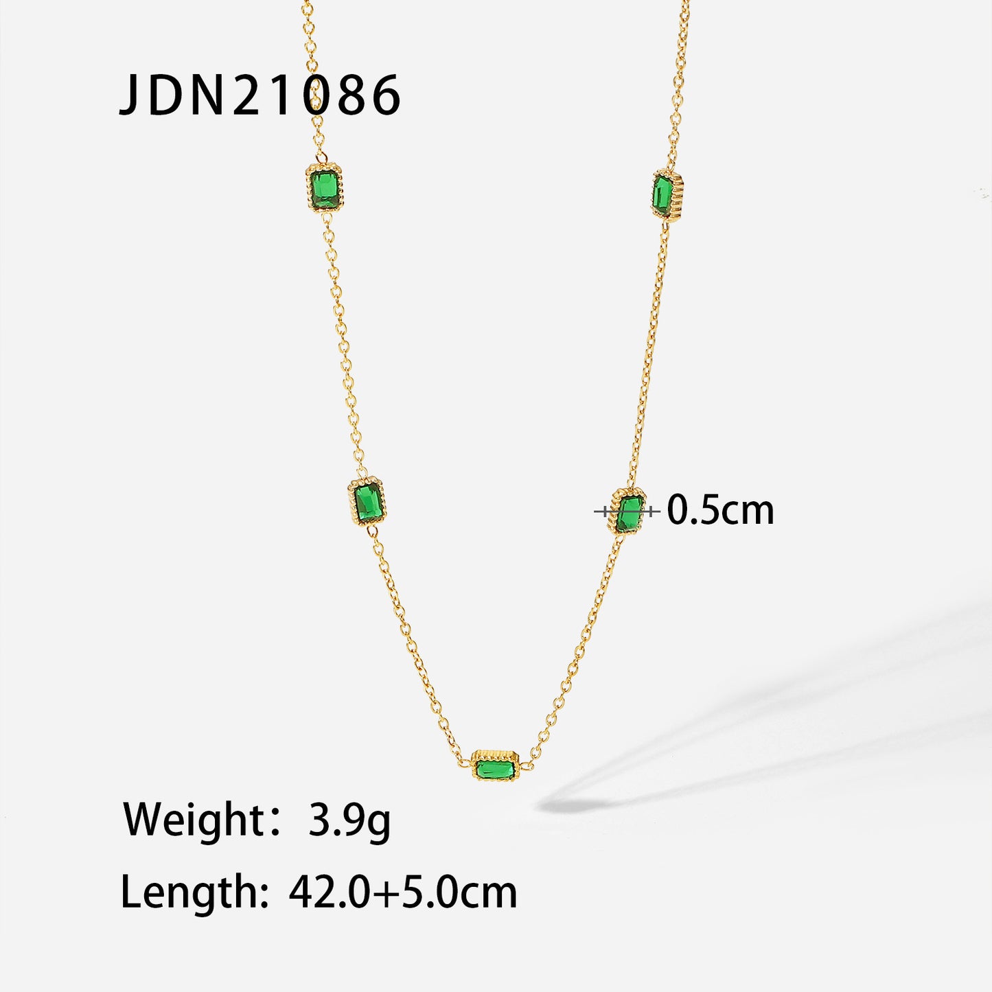 European and American fashion retro style green zircon series necklace earrings bracelet ring temperament ladies stainless steel jewelry