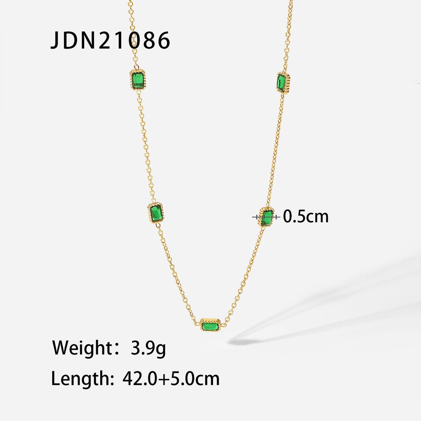 European and American fashion retro style green zircon series necklace earrings bracelet ring temperament ladies stainless steel jewelry