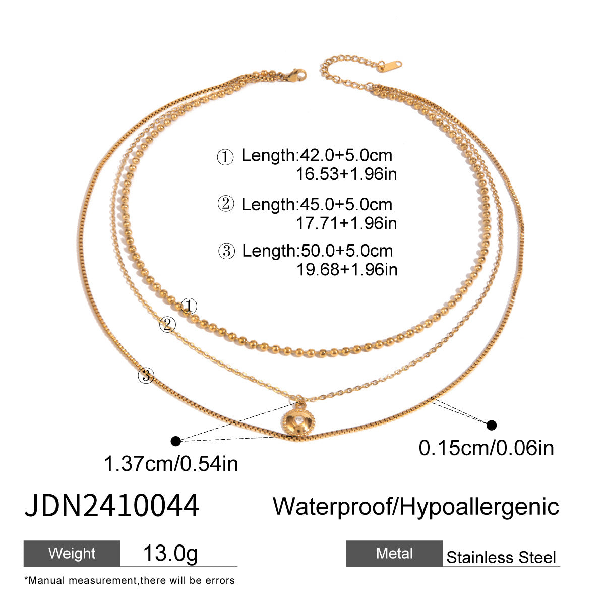 European and American three-layer stacking titanium steel necklace accessories women's light luxury high-end clavicle chain stainless steel jewelry cross-border