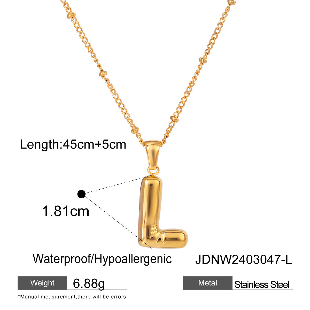 European and American stainless steel letter necklace pendant high sense clavicle chain titanium steel jewelry cross-border necklace