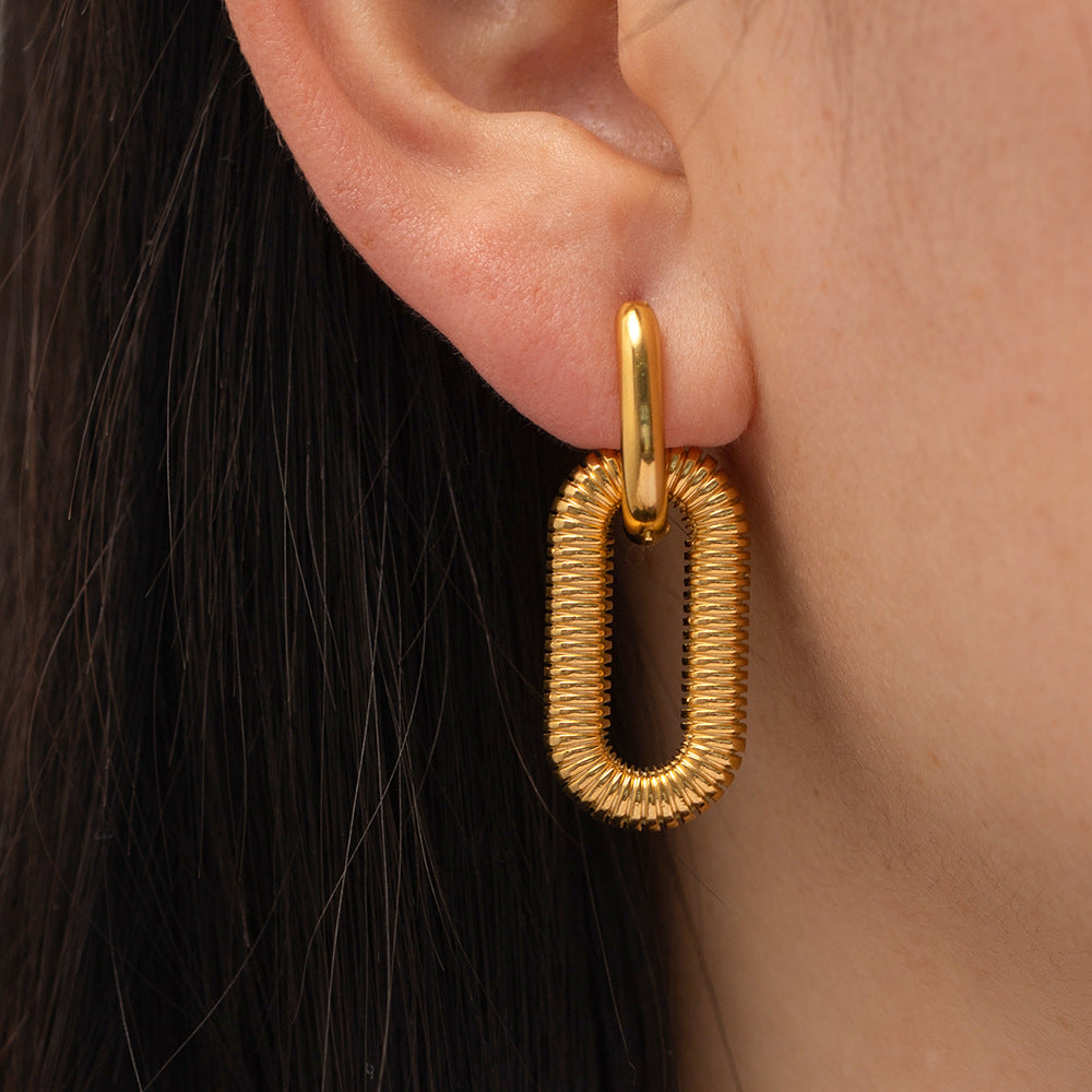 European and American ins new exaggerated 18K gold-plated stainless steel chain earrings jewelry high trend fashion earrings wholesale