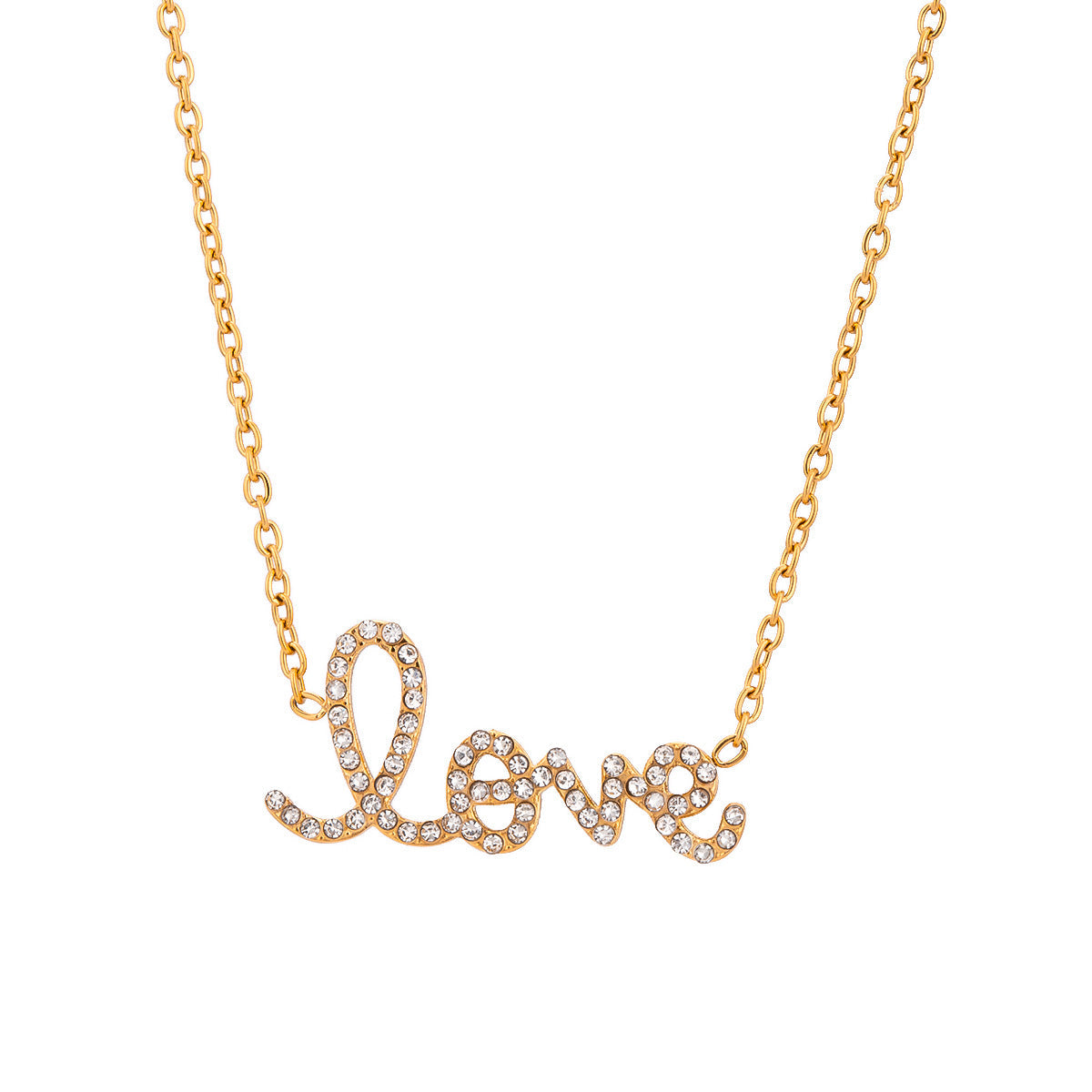 Europe and the United States stainless steel letter necklace high sense diamond clavicle chain titanium steel jewelry cross-border necklace