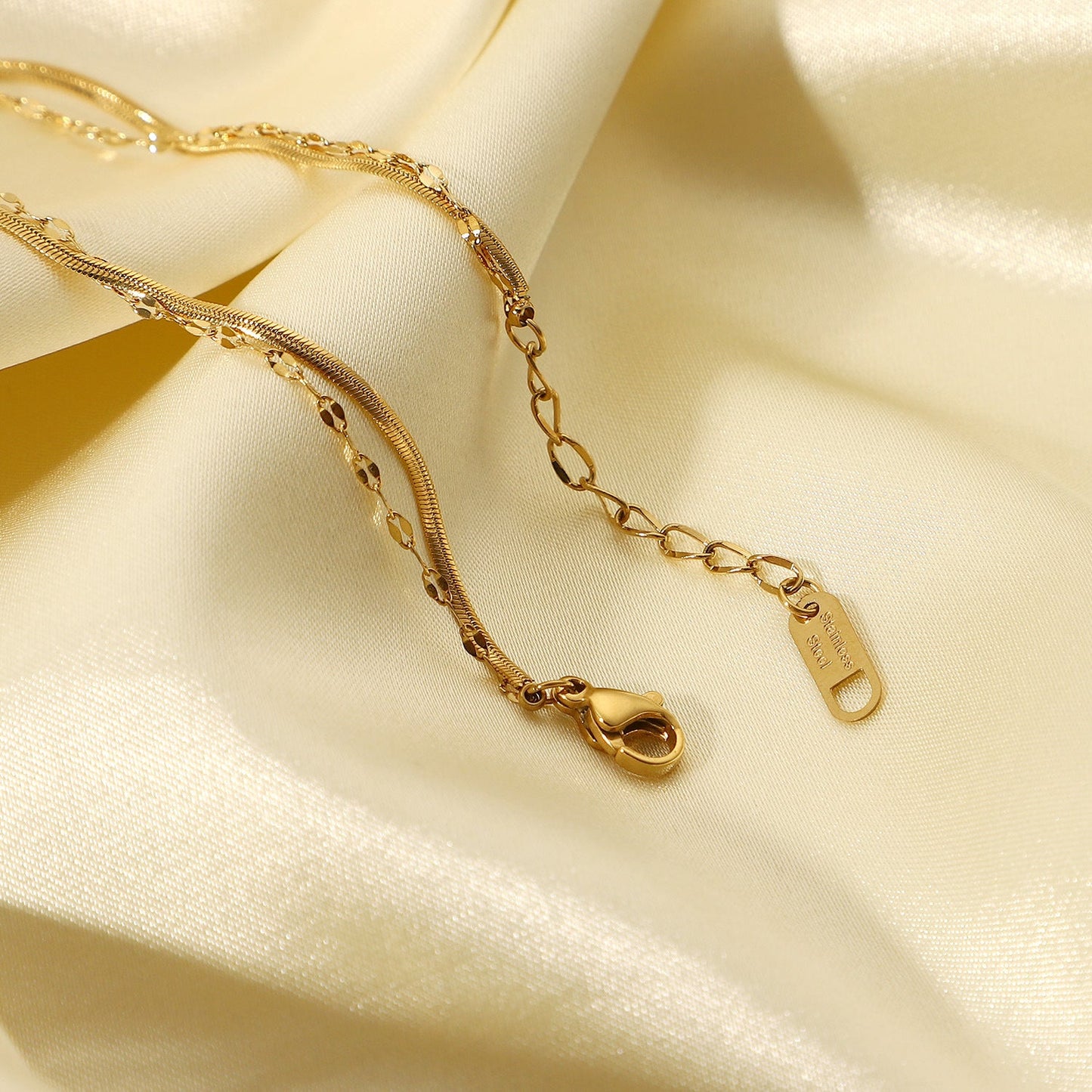 European and American style stainless steel zircon bracelet high-grade INS double-layer bracelet titanium steel snake bone chain bracelet jewelry
