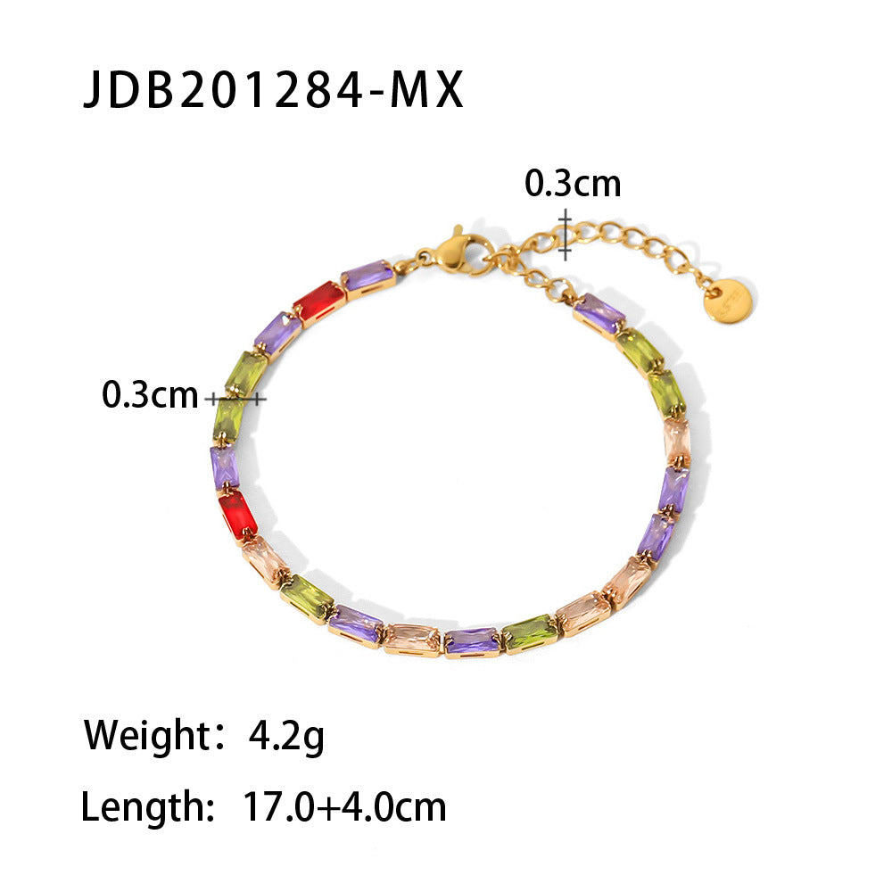 INS style women's new titanium steel bracelet 18K gold stainless steel inlaid zircon bracelet fashion all-match bracelet jewelry