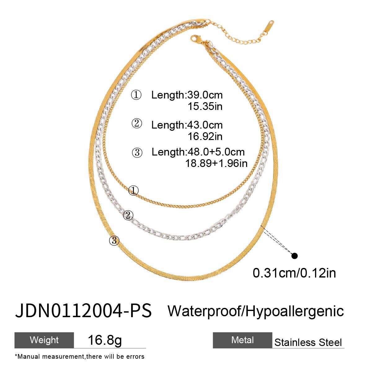 European and American three-layer stacking titanium steel necklace accessories women's light luxury high-end clavicle chain stainless steel jewelry cross-border