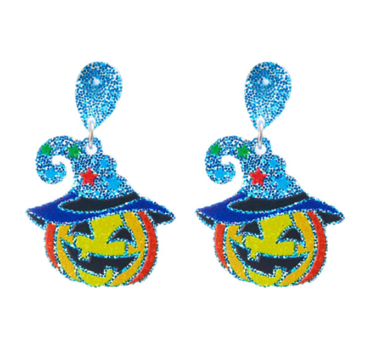 Halloween earrings women's creative Halloween pumpkin head ghost pendant acrylic earrings
