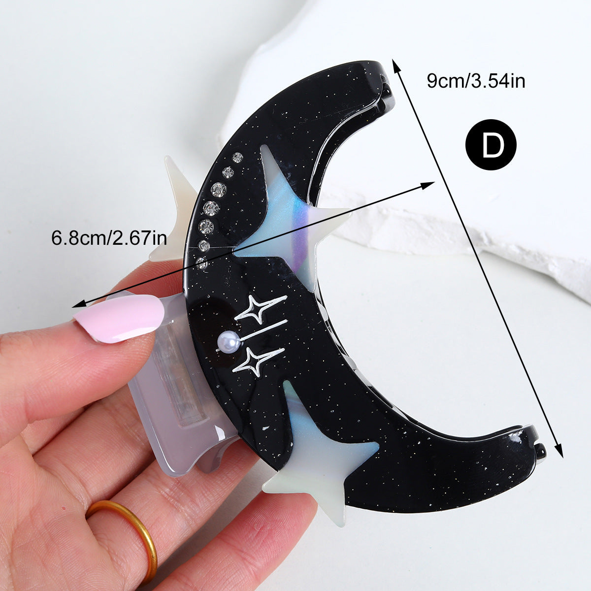 High sense New Star Moon hairpin Diamond acetate hairpin Pearl Star hair grip hair tail back head hair accessories