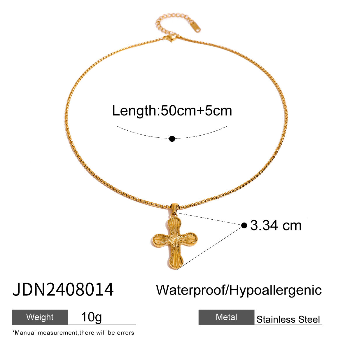 European and American Stainless Steel Cross Pendant Necklace Zircon Natural Stone Clavicle Chain Titanium Steel Neck Chain Jewelry Cross Border