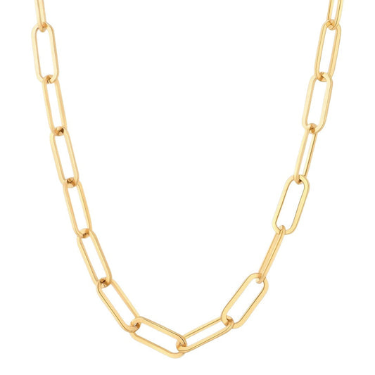 European and American style punk hip hop paper clip chain necklace jewelry vacuum plating 18K gold stainless steel collar ladies
