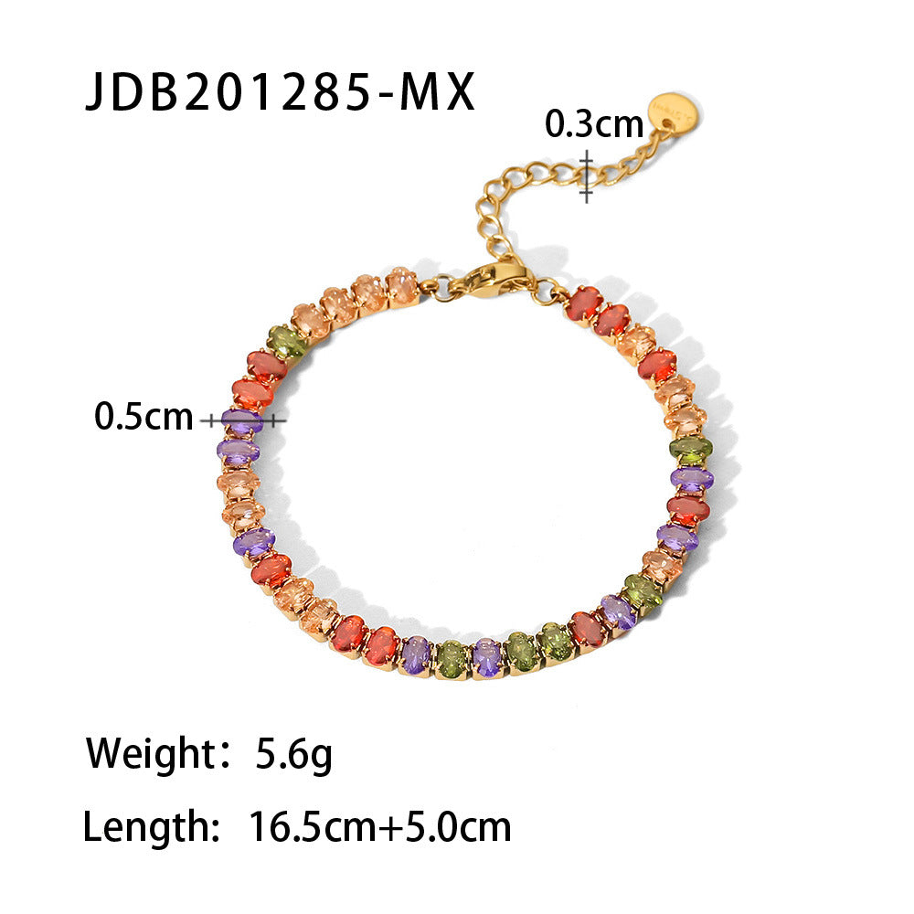 INS style women's new titanium steel bracelet 18K gold stainless steel inlaid zircon bracelet fashion all-match bracelet jewelry