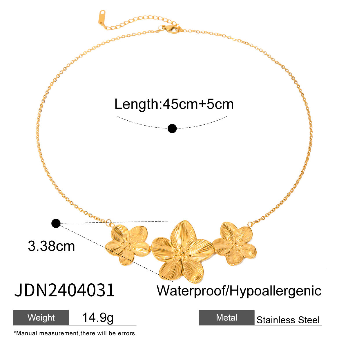 European and American Stainless Steel Flower Necklace Advanced Sense Zircon Earrings Pearl Ring Open Bracelet Titanium Steel Jewelry