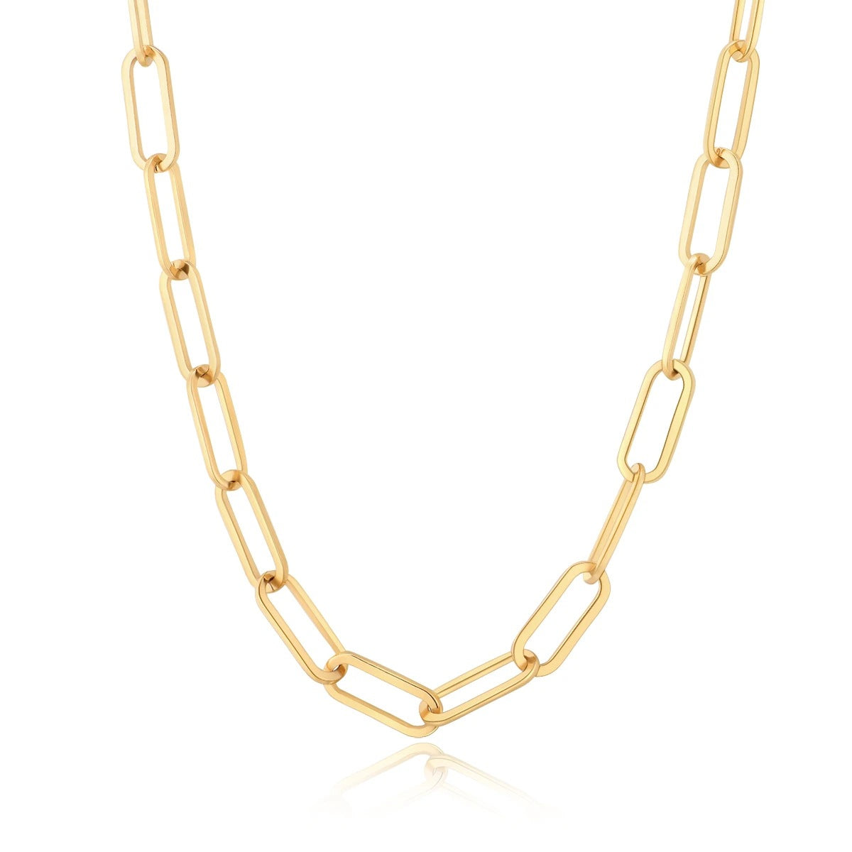 European and American style punk hip hop paper clip chain necklace jewelry vacuum plating 18K gold stainless steel collar ladies