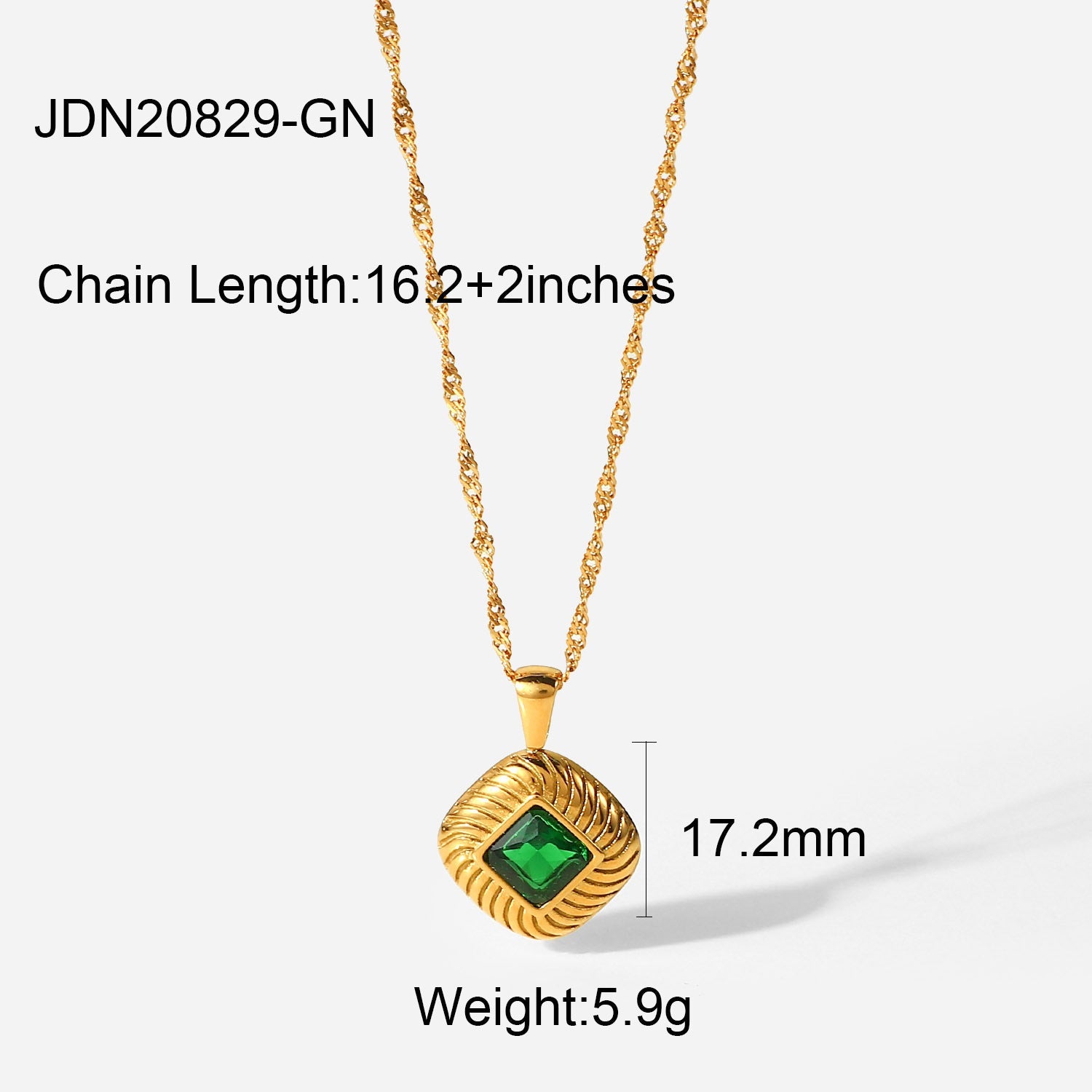 European and American fashion retro style green zircon series necklace earrings bracelet ring temperament ladies stainless steel jewelry