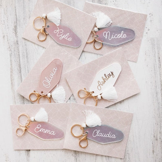 Personalized Key Chain Retro Motel Key Chain Gift for Her Personalized Gift