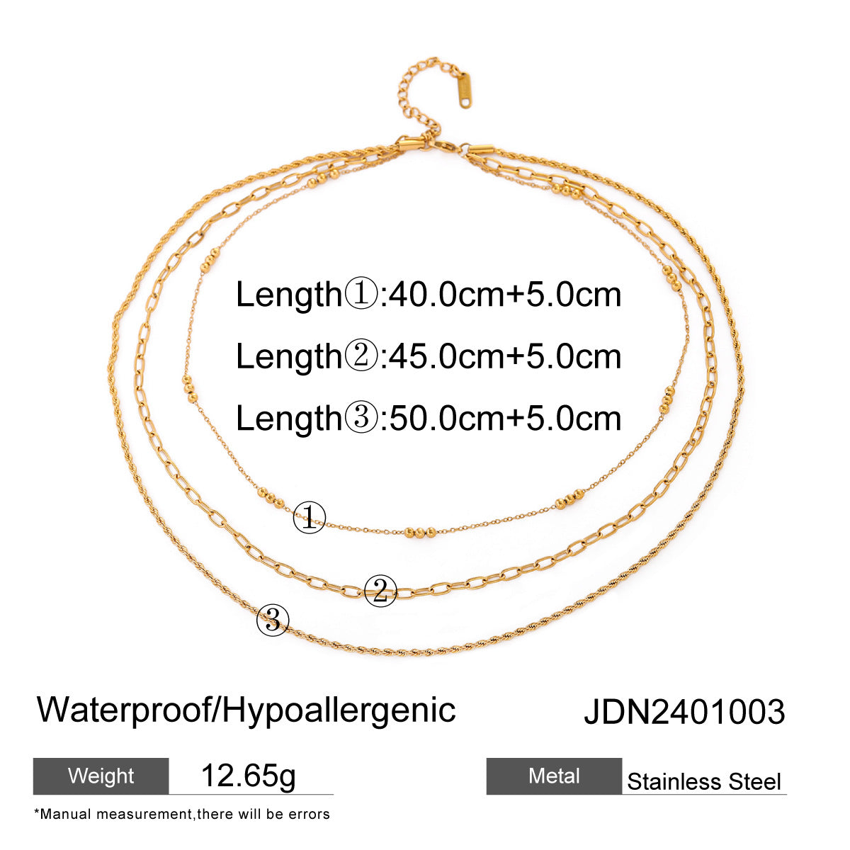 European and American three-layer stacking titanium steel necklace accessories women's light luxury high-end clavicle chain stainless steel jewelry cross-border