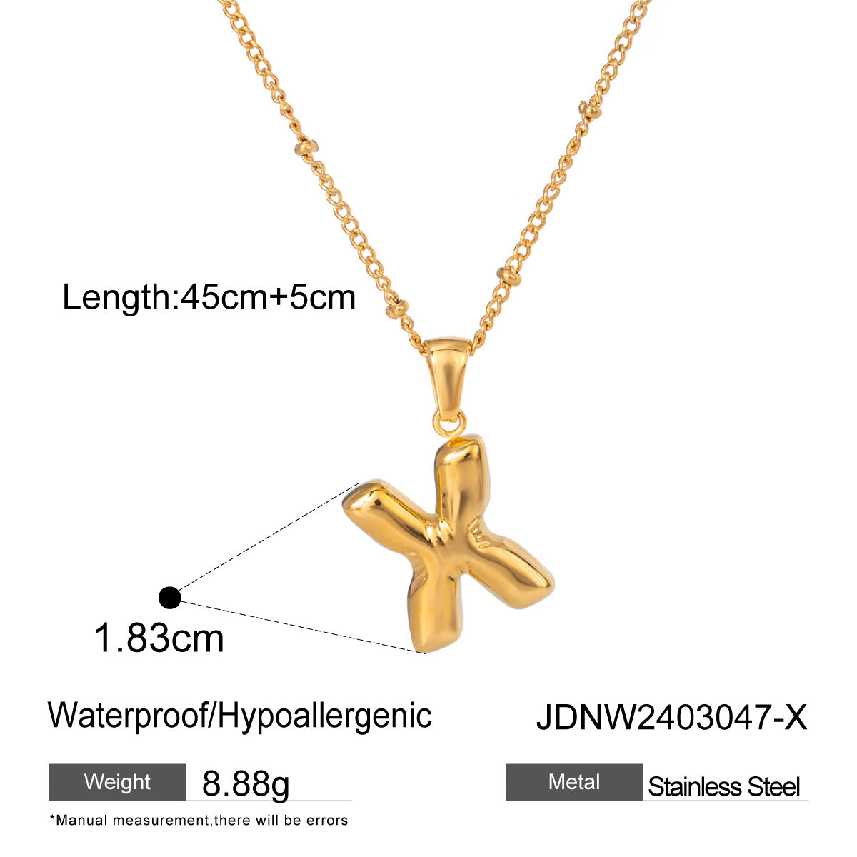 European and American stainless steel letter necklace pendant high sense clavicle chain titanium steel jewelry cross-border necklace