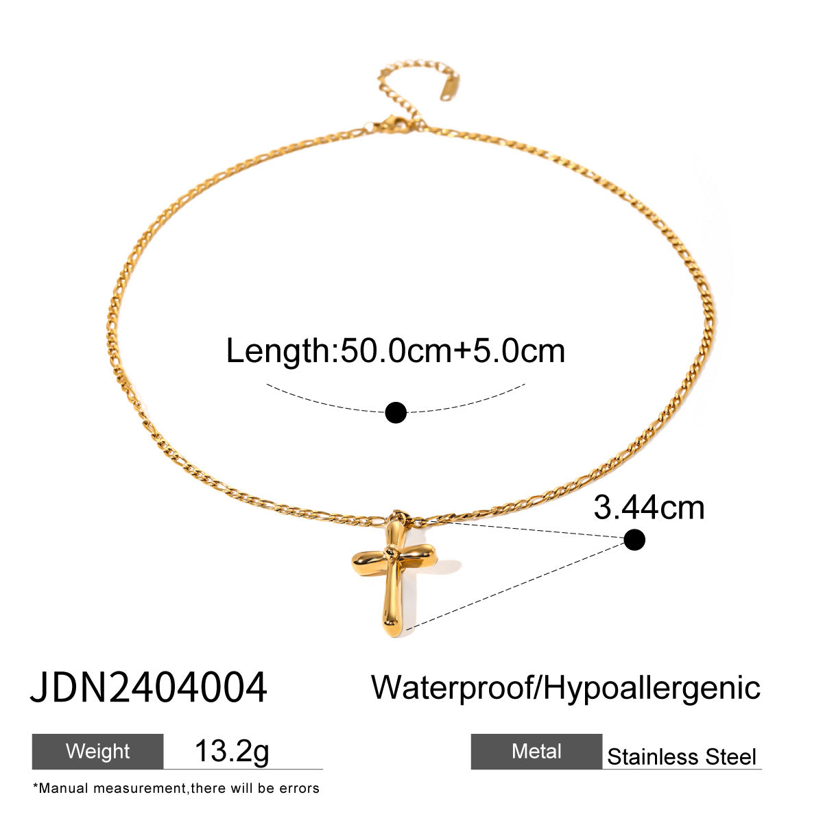 European and American Stainless Steel Cross Pendant Necklace Zircon Natural Stone Clavicle Chain Titanium Steel Neck Chain Jewelry Cross Border