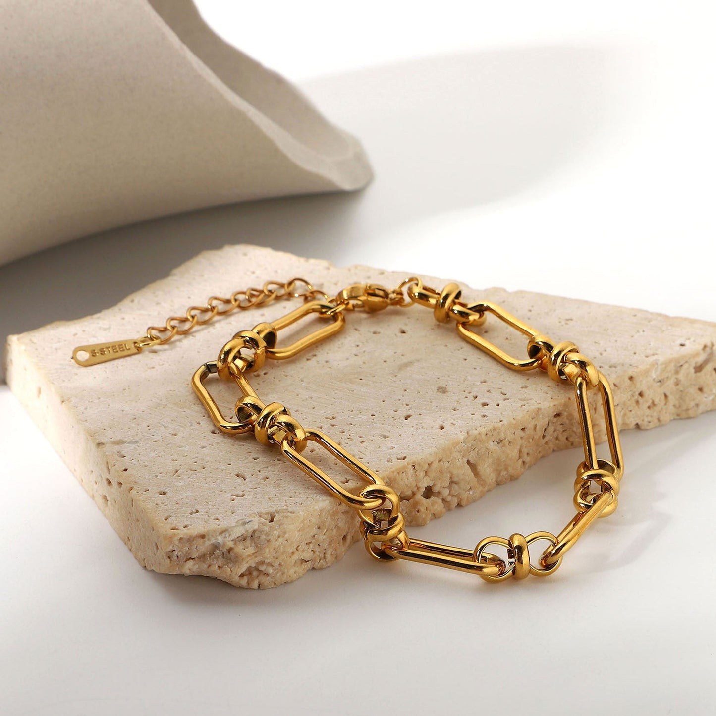 INS Internet Celebrant New Wide Chain Cross Buckle Bracelet Vacuum Electroplated 18K Gold European and American Stainless Steel Hand Ornaments Women's Jewelry