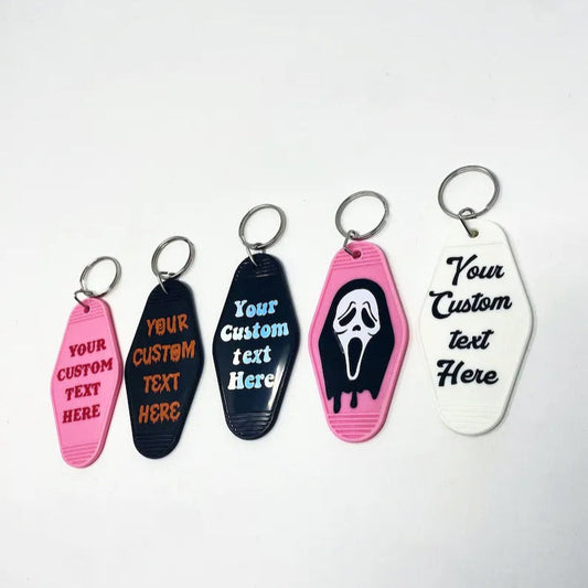 Horror Motel Key Chain Funky Halloween Spooky Key Chain, Ghost Face Hotel Key Ring