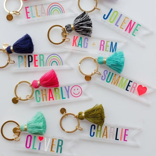 Personalized Teacher Gift, Customized Name Key Chain, Rainbow Color Key Chain, Gift for Her