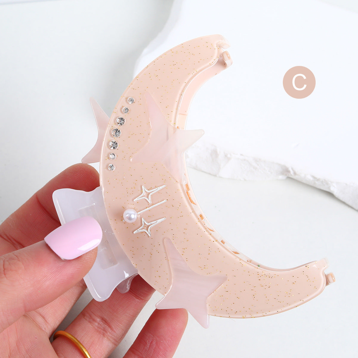 High sense New Star Moon hairpin Diamond acetate hairpin Pearl Star hair grip hair tail back head hair accessories