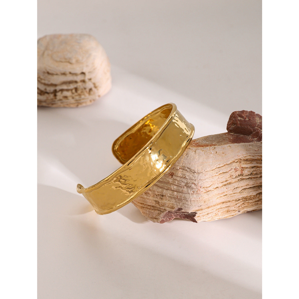 European and American Cross-border Jewelry 18k Gold Stainless Steel Wide Face Bracelet High-grade Ins Bracelet Titanium Steel Open Bracelet