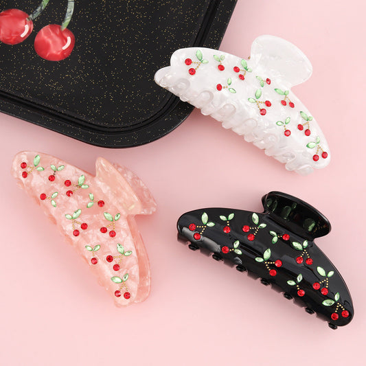 Cute temperament color matching small fresh acetic acid grip crystal candy shark clip diamond light yarn hair grip new hair accessories