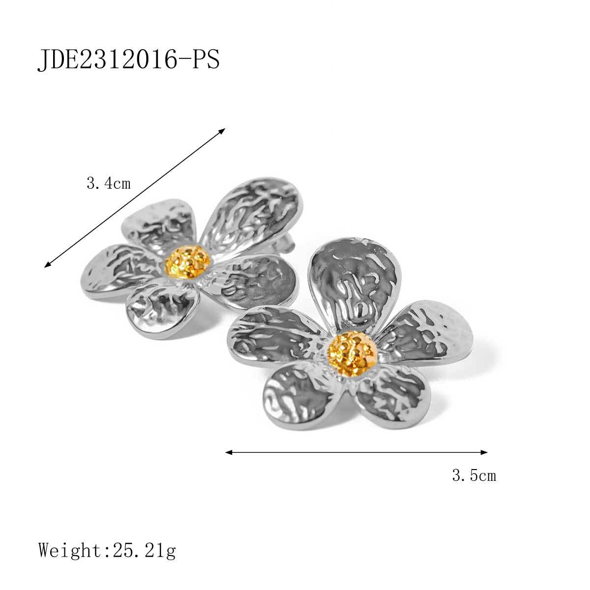 European and American Stainless Steel Flower Necklace Advanced Sense Zircon Earrings Pearl Ring Open Bracelet Titanium Steel Jewelry