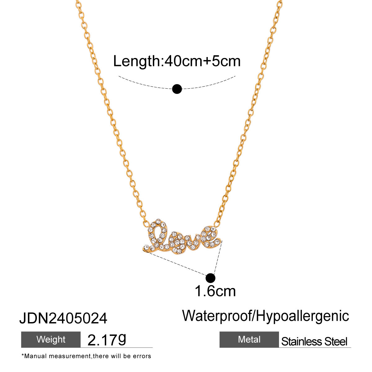 Europe and the United States stainless steel letter necklace high sense diamond clavicle chain titanium steel jewelry cross-border necklace