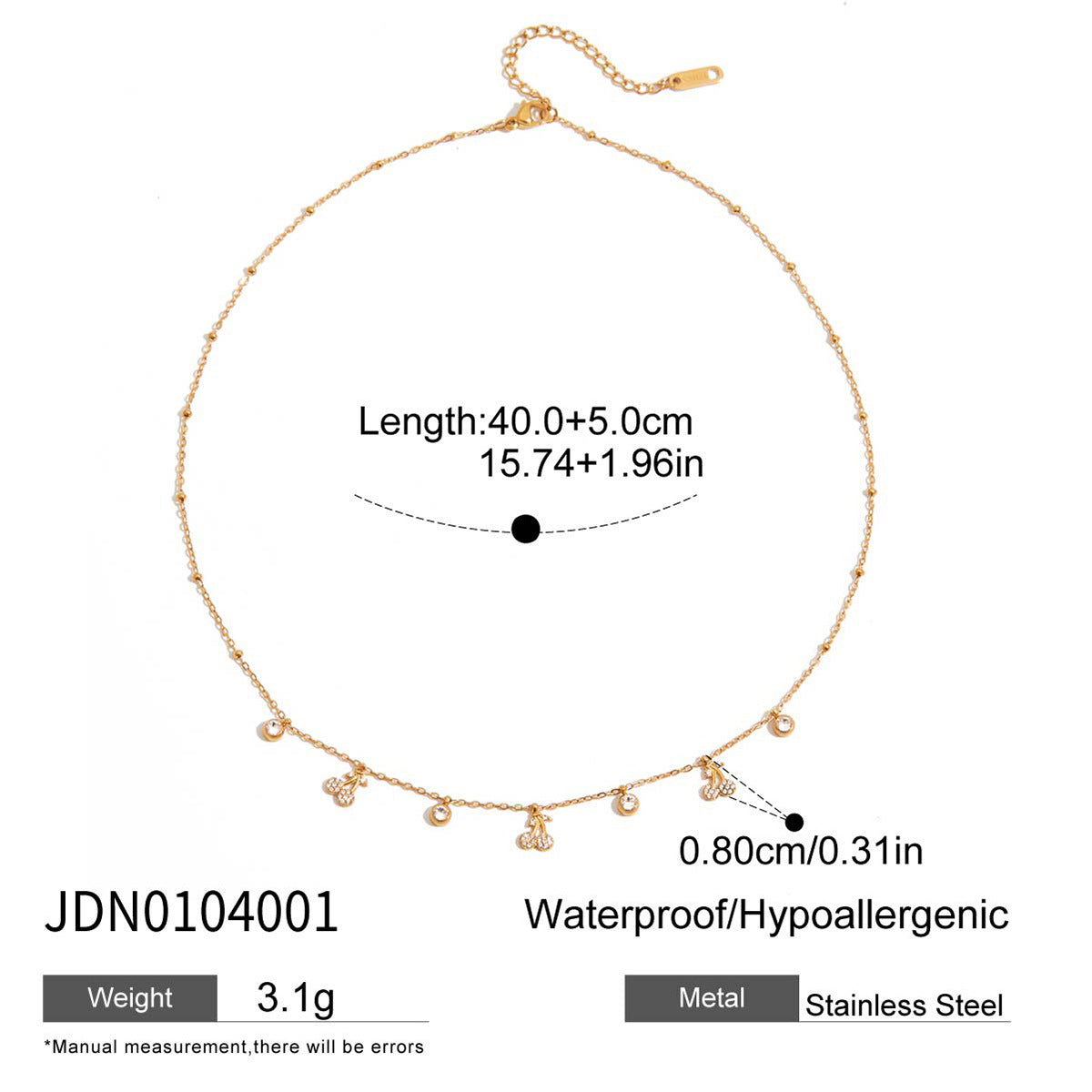 European and American Titanium Steel Necklace Accessories Women's Summer High-End Accessible Luxury Niche Stainless Steel Jewelry Cherry Clavicle Chain