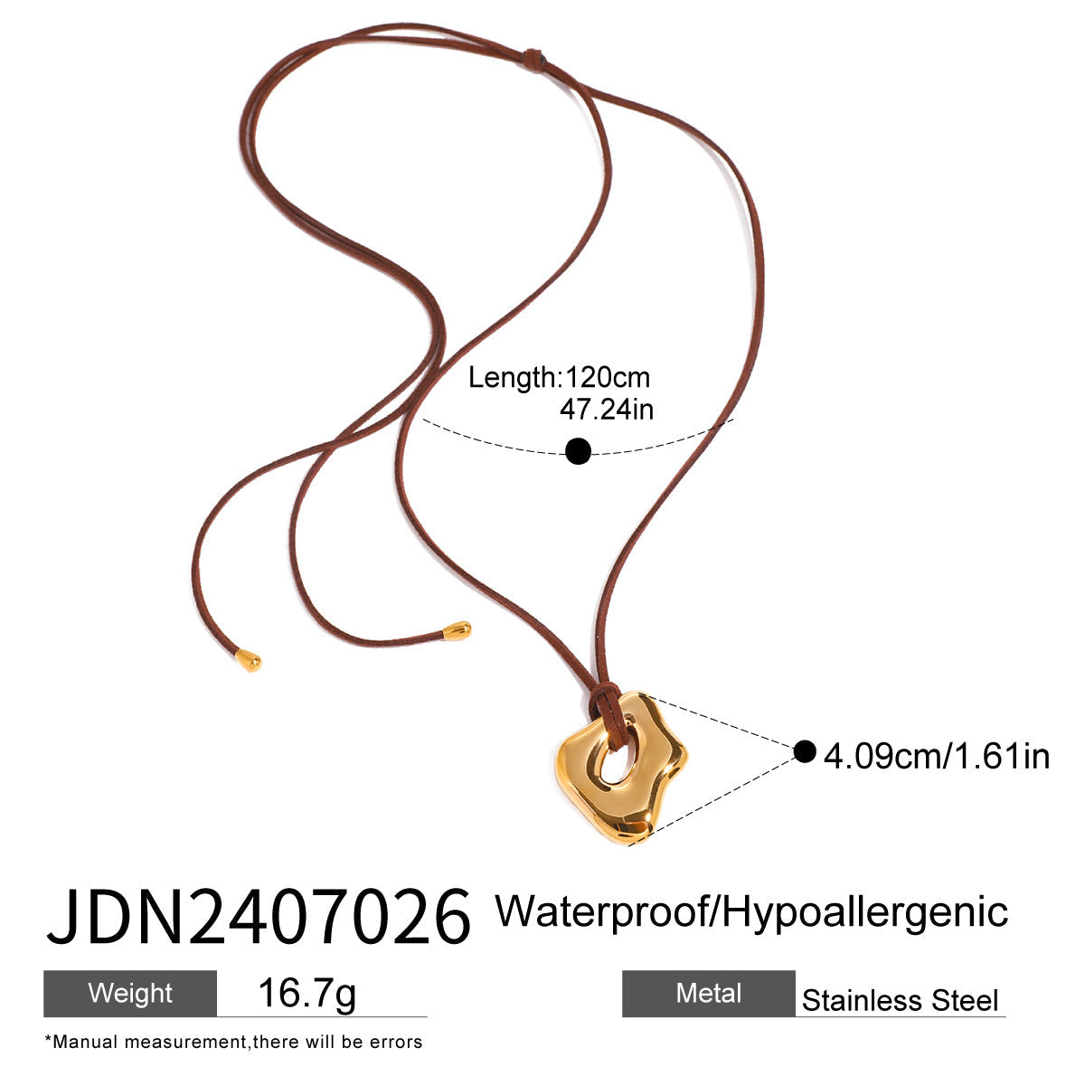 European and American Stainless Steel Asymmetrical Liquid Glossy Cut Out Pendant Necklace Personalized Fashion Necklace Cross-Border Jewelry