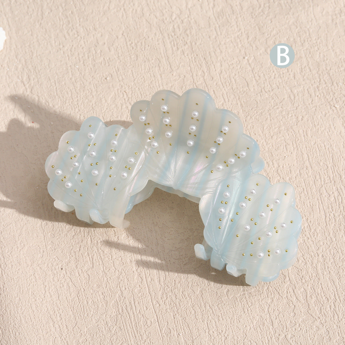 Cross-Border Shell Design Pearl Grabber Acetic Acid Hairpin Half-Tied Ball Head Fairy Hair Cute Headdress Grabber for Women
