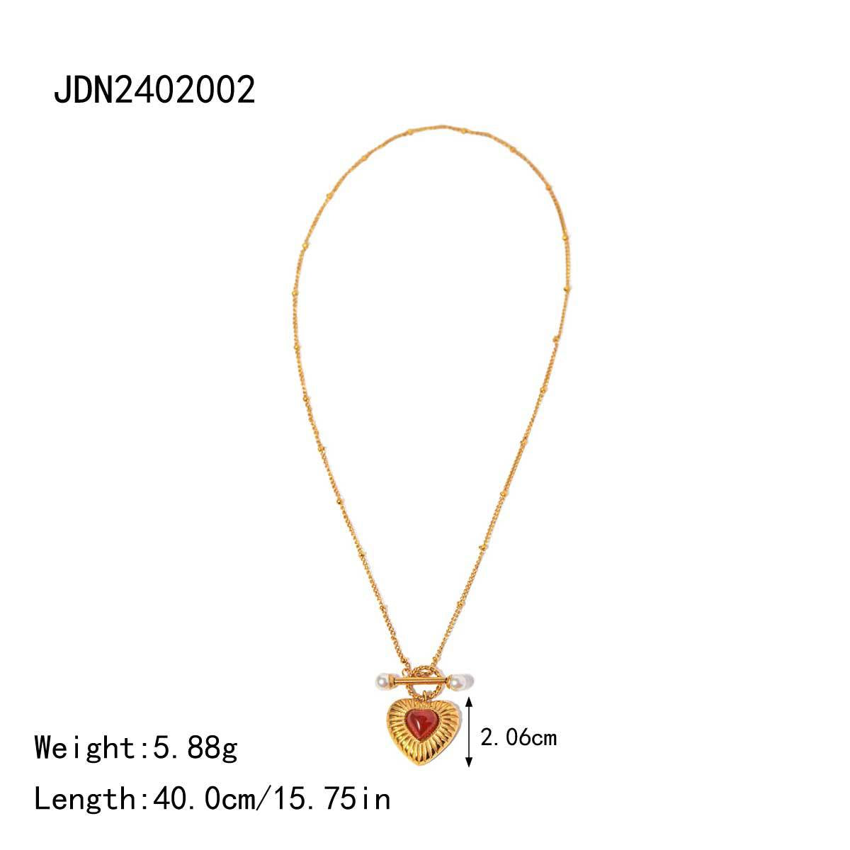 European and American 18k Gold Stainless Steel Red Agate Love Necklace Advanced Pendant Earrings Niche Ins Wind Ring