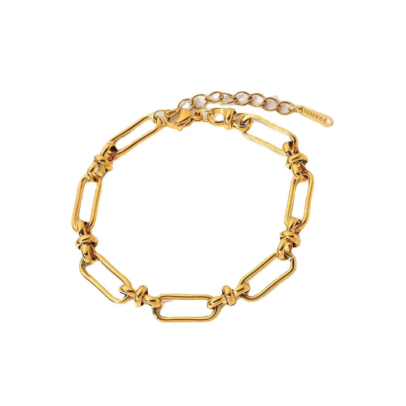 INS Internet Celebrant New Wide Chain Cross Buckle Bracelet Vacuum Electroplated 18K Gold European and American Stainless Steel Hand Ornaments Women's Jewelry