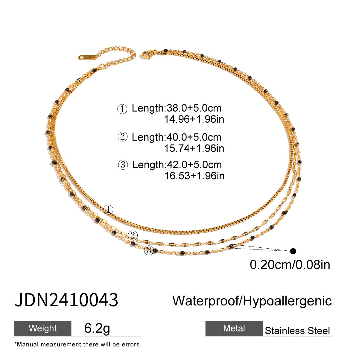 European and American three-layer stacking titanium steel necklace accessories women's light luxury high-end clavicle chain stainless steel jewelry cross-border