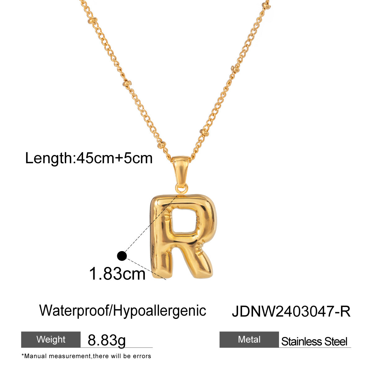 European and American stainless steel letter necklace pendant high sense clavicle chain titanium steel jewelry cross-border necklace