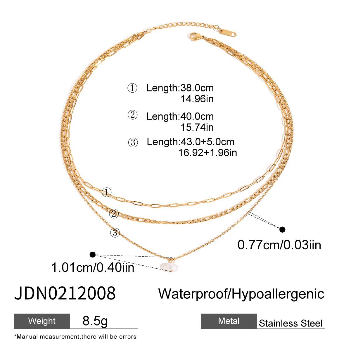 European and American three-layer stacking titanium steel necklace accessories women's light luxury high-end clavicle chain stainless steel jewelry cross-border