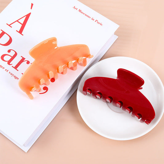 solid color hairpin female summer acetate shark clip yellow ins style European and American sweet cool hot girl back head clip