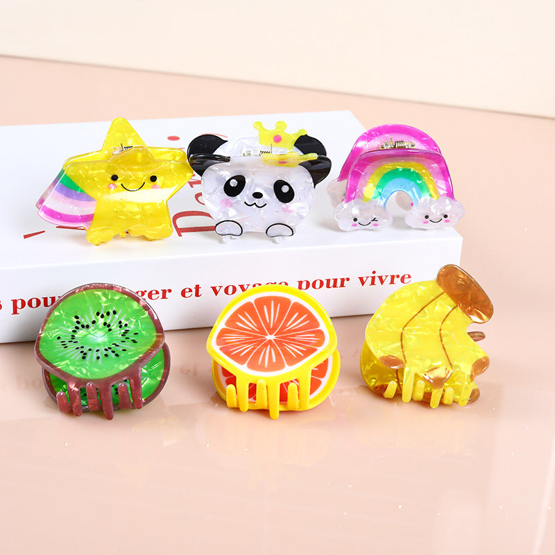 New cute gripper girl 2023 fruit rainbow animal hairpin back head shark clip hair accessories children's headdress