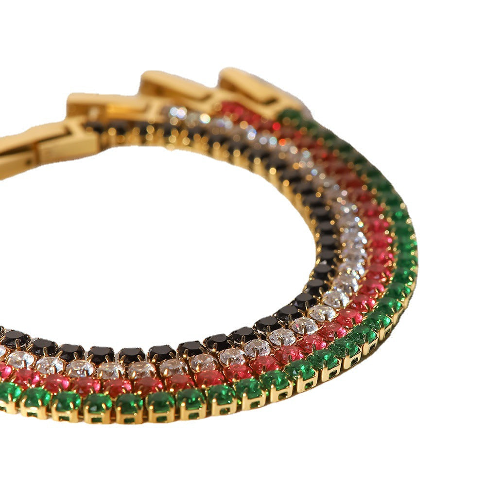 INS style women's new titanium steel bracelet 18K gold stainless steel inlaid zircon bracelet fashion all-match bracelet jewelry