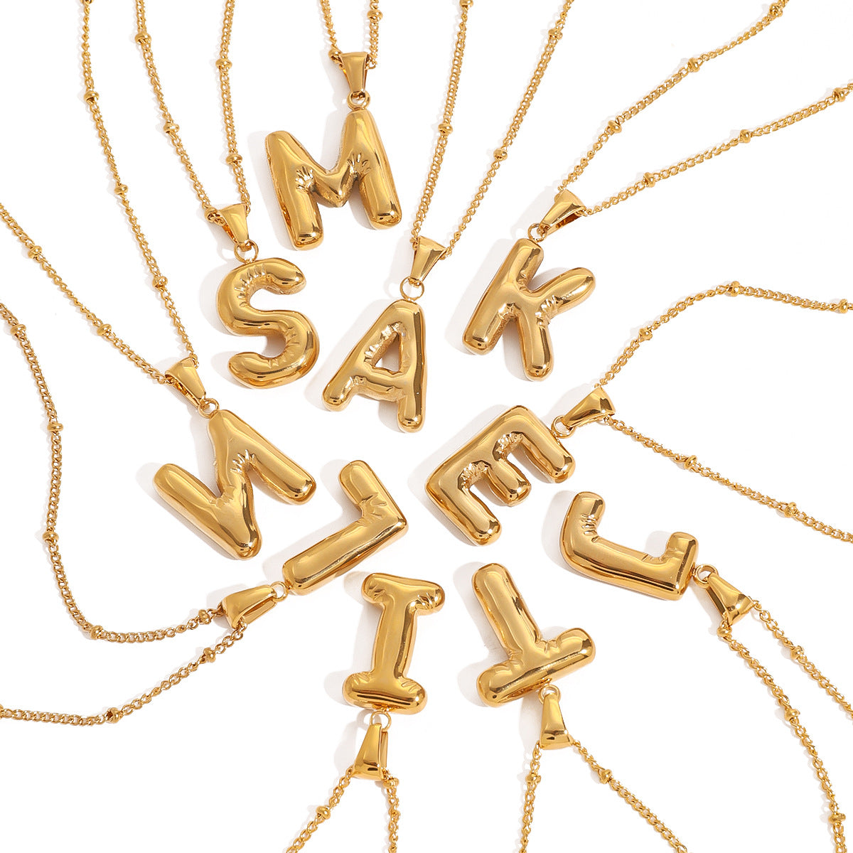 European and American stainless steel letter necklace pendant high sense clavicle chain titanium steel jewelry cross-border necklace