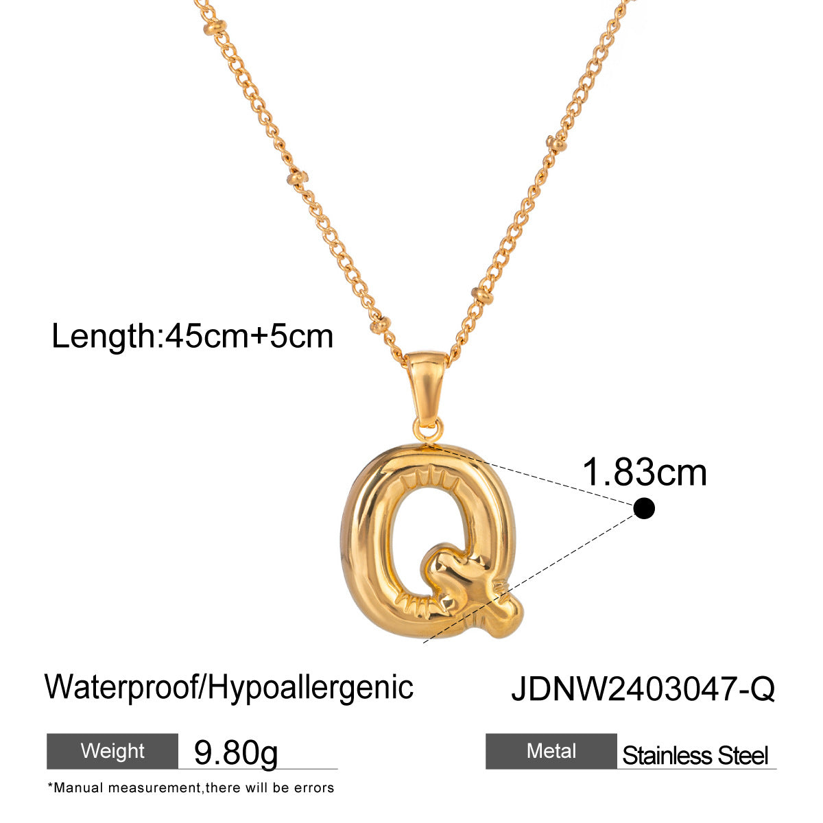 European and American stainless steel letter necklace pendant high sense clavicle chain titanium steel jewelry cross-border necklace