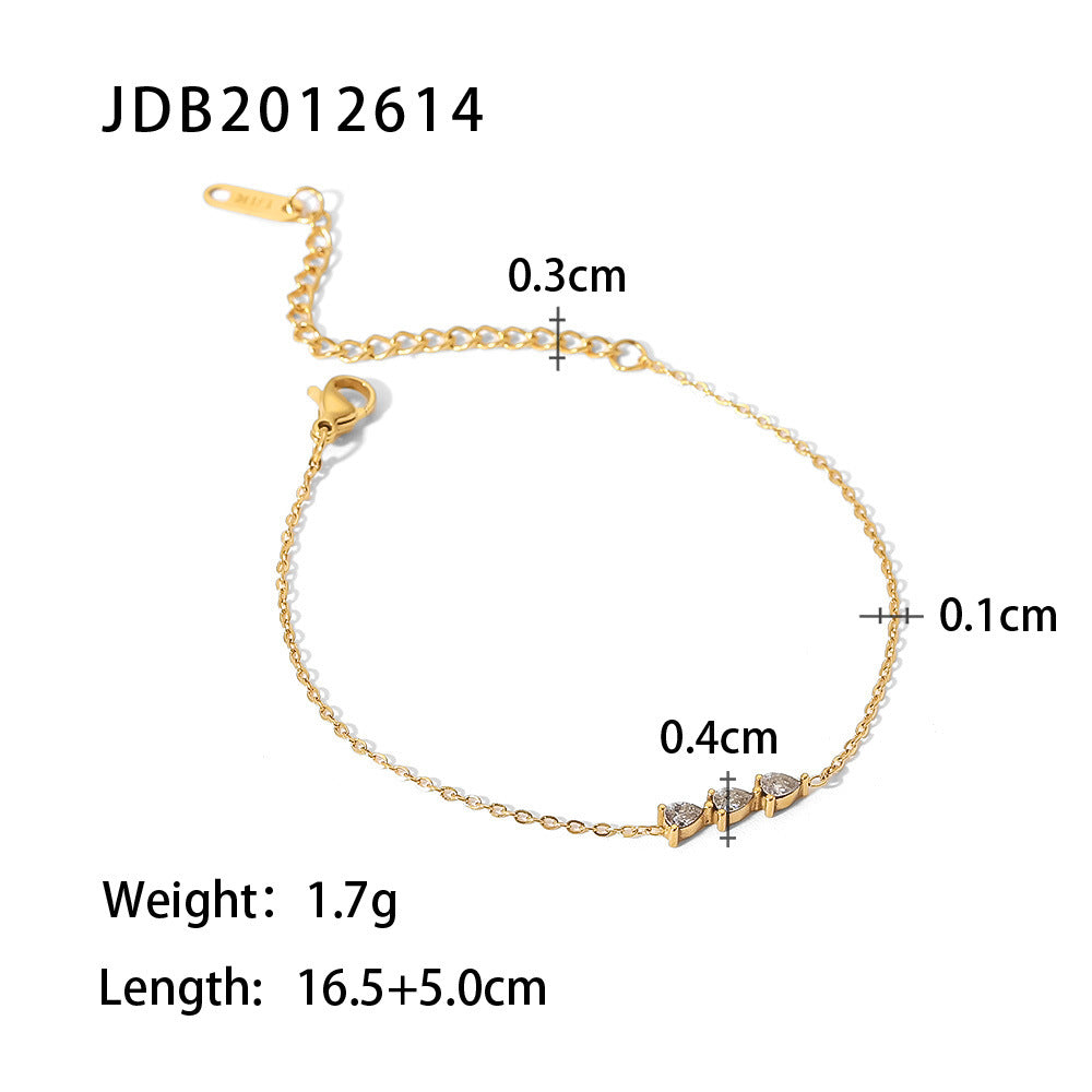 INS style women's new titanium steel bracelet 18K gold stainless steel inlaid zircon bracelet fashion all-match bracelet jewelry