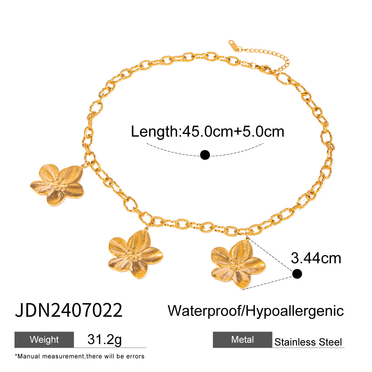 European and American Stainless Steel Flower Necklace Advanced Sense Zircon Earrings Pearl Ring Open Bracelet Titanium Steel Jewelry