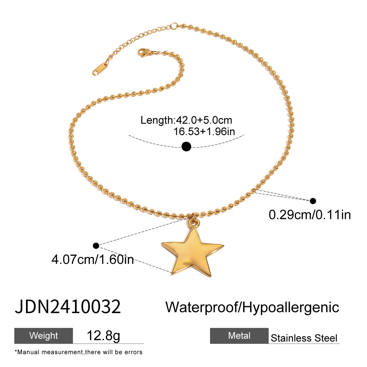 Jieding European and American Jewelry Star Titanium Steel Necklace Accessories High-grade Light Luxury Collar Chain Cross-border Stainless Steel Jewelry