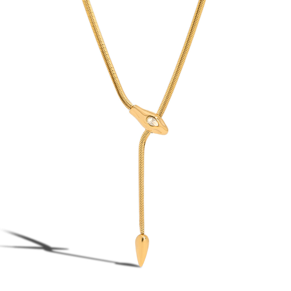 European and American Zircon Titanium Steel Snake Necklace Light Luxury High-End Neck Chain Stainless Steel Clavicle Chain Cross-Border Popular Jewelry