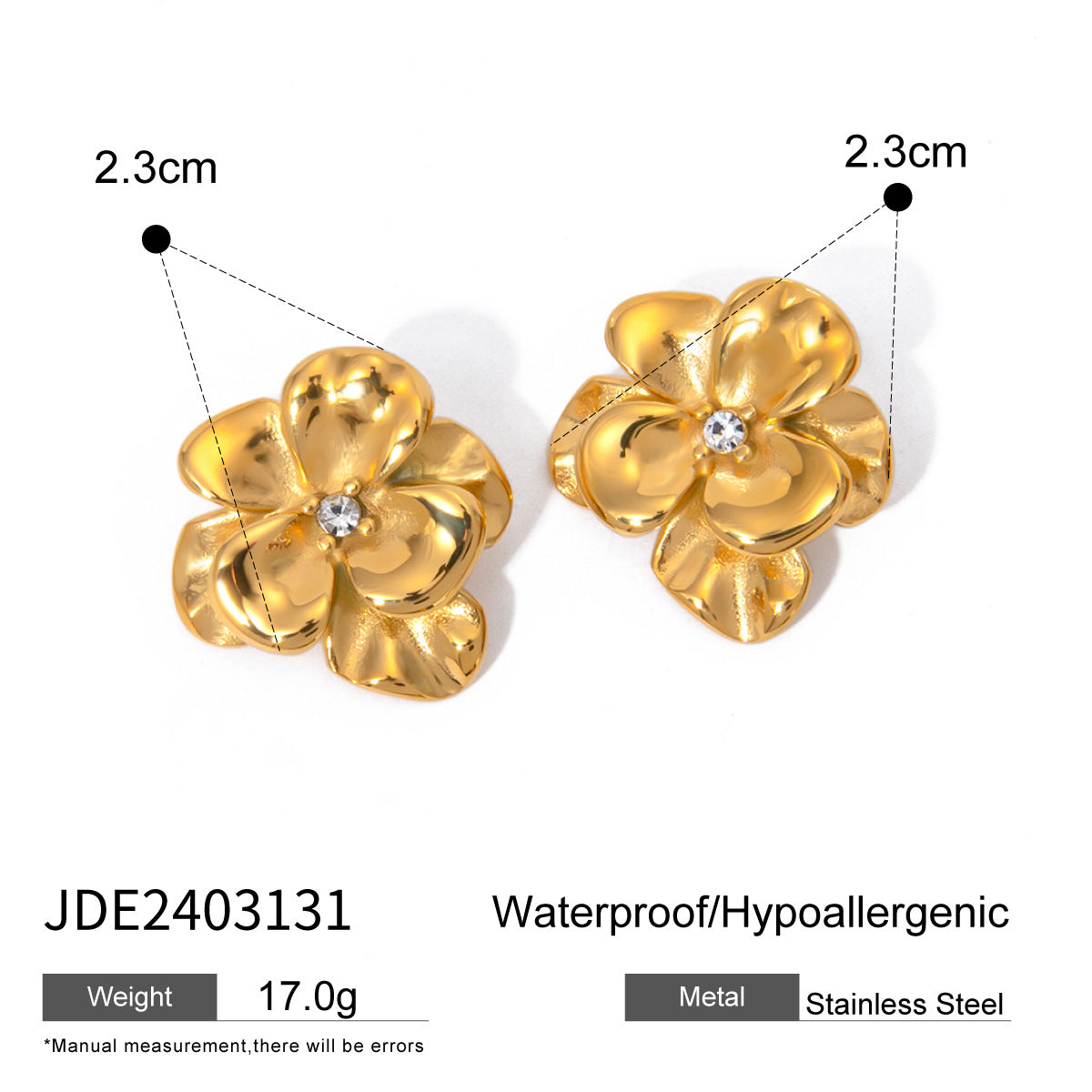 European and American Stainless Steel Flower Necklace Advanced Sense Zircon Earrings Pearl Ring Open Bracelet Titanium Steel Jewelry