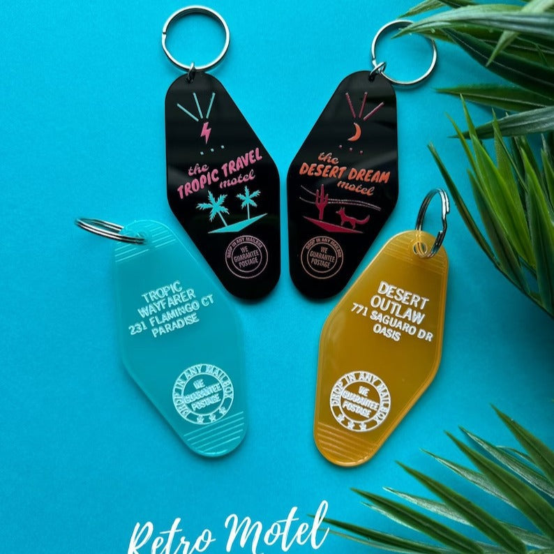 Personalised American Retro Motel Key Tag
