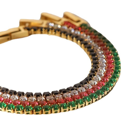 INS style women's new titanium steel bracelet 18K gold stainless steel inlaid zircon bracelet fashion all-match bracelet jewelry