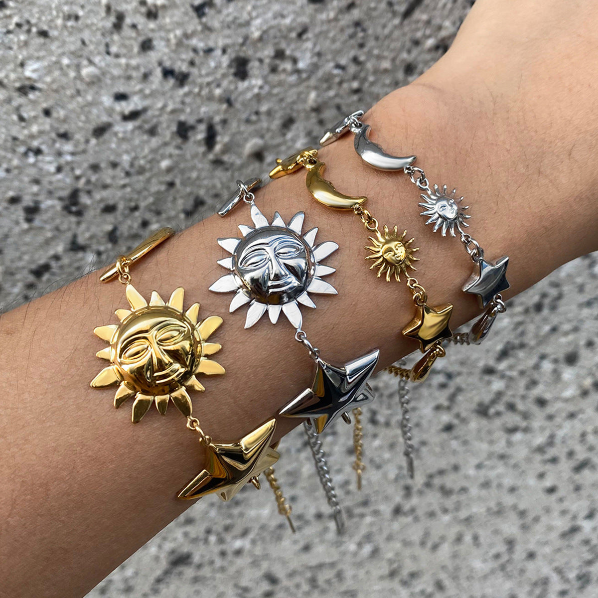 Europe and the United States 18k gold stainless steel star bracelet light luxury high-end jewelry does not fade titanium steel jewelry cross-border